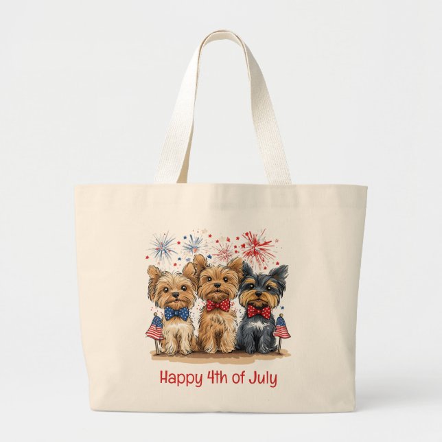 Lycklig 4:e juli Yorkshire Terrier Hundar Jumbo Tygkasse (Framsidan)