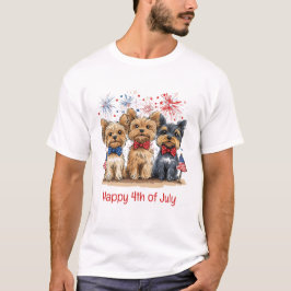 Lycklig 4:e juli Yorkshire Terrier Hundar T Shirt