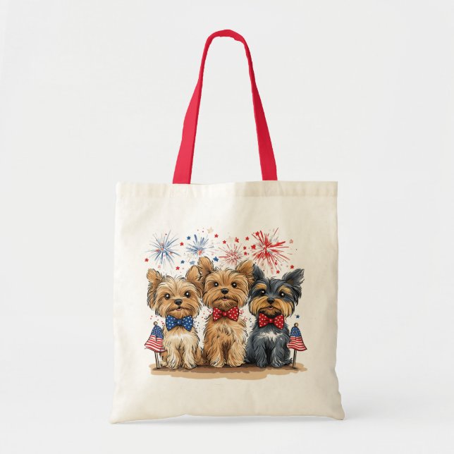Lycklig 4:e juli Yorkshire Terrier Hundar Tygkasse (Framsidan)