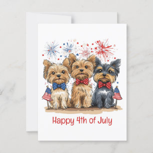 Lycklig 4:e juli Yorkshire Terrier Hundar Vykort