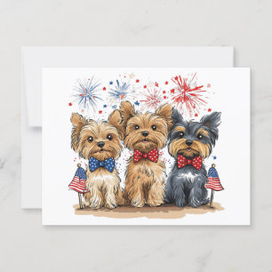 Lycklig 4:e juli Yorkshire Terrier Hundar Vykort