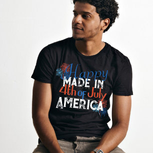Lycklig 4:e July America typography T Shirt