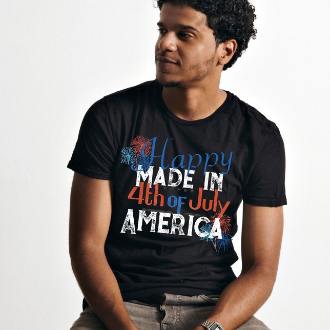 Lycklig 4:e July America typography T Shirt (Skapare uppladdad)