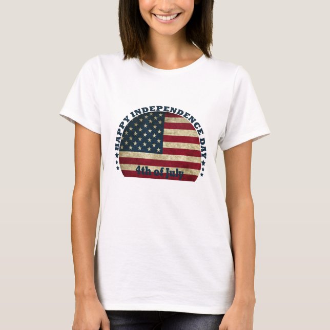 Lycklig 4:e July independence day T Shirt (Framsida)