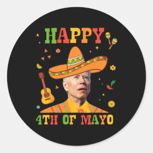Lycklig 4:e Mayo Funny Joe Biden förvirrade Cinco Runt Klistermärke
