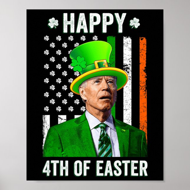 Lycklig 4:e Påsk-Roligten Joe Biden St patricks da Poster (Framsidan)