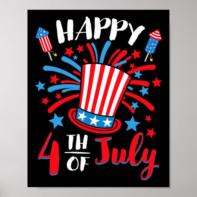 Lycklig 4 juli 2004: Patriotic American US Flagga  Poster (Framsidan)
