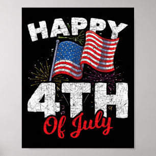 Lycklig 4 juli 2004: Patriotic American US Flagga Poster
