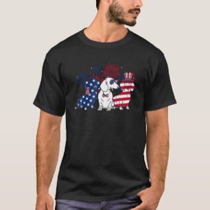 Lycklig 4 juli 3 Blue White Dachshund Hund och T Shirt
