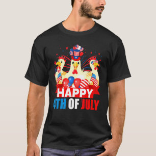 Lycklig 4 juli 3 Pride American Flagga Chicke T Shirt