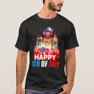 Lycklig 4 juli 3 Pride Amerikanska Flagga T Shirt