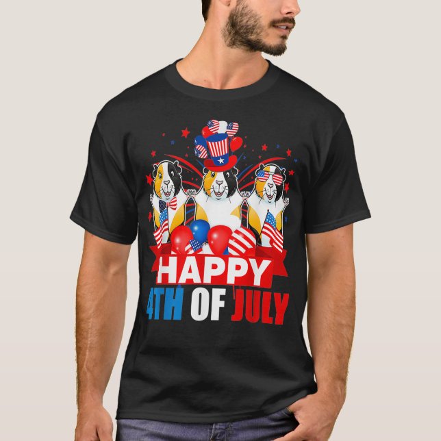 Lycklig 4 juli 3 Pride Amerikanska Flagga T Shirt (Framsida)