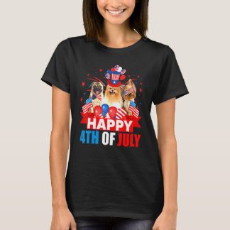 Lycklig 4 juli 3 Pride Amerikanska Flagga T Shirt