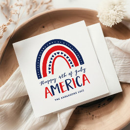 Lycklig 4 juli Amerika | Rött vitt blått regnbåge Pappersservett