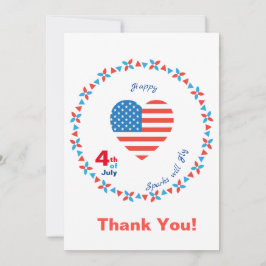 Lycklig 4 juli Amerika USA flagga Heart Patriotic Tack Kort