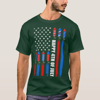 Lycklig 4 juli Amerikanska Flagga Fireworks Patrio T Shirt