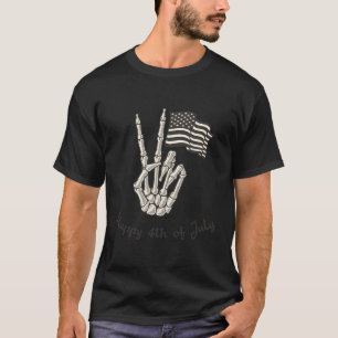 Lycklig 4 juli amerikanska Flagga Fredstecken T Shirt