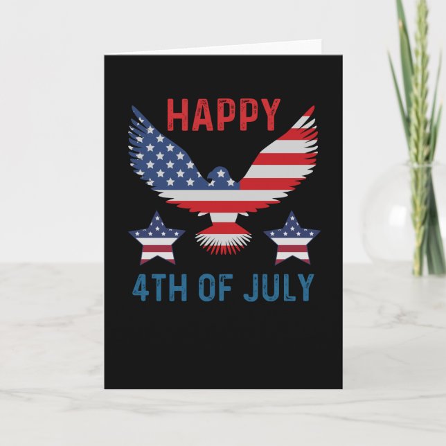 Lycklig 4 juli Amerikanska Flagga Kort (Framsida)