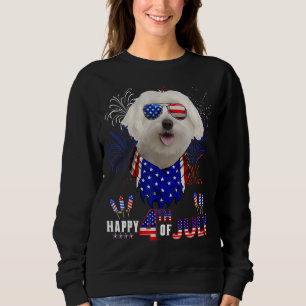 Lycklig 4 juli Amerikanska Flagga Maltesedog Sungl T Shirt