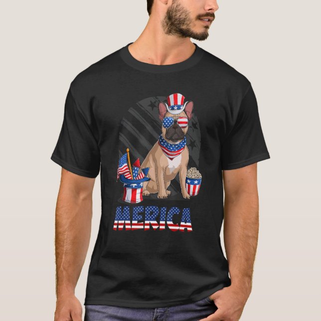 Lycklig 4 juli Amerikanska Flagga Patriotic Fransk T Shirt (Framsida)