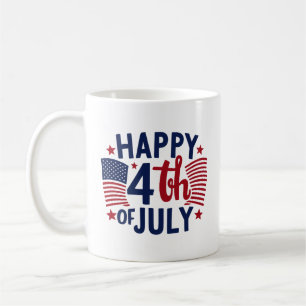 Lycklig 4 juli Amerikanska Flagga Patriotic Kaffemugg