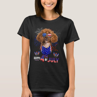 Lycklig 4 juli Amerikanska Pudel Hund Sunglas T Shirt