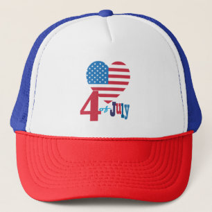 Lycklig 4 juli Amerikanska USA flagga Heart Mönst Keps