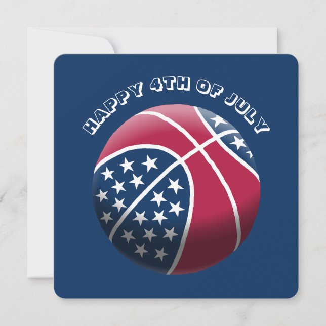 Lycklig 4 juli Basketball Julkort (Framsida)