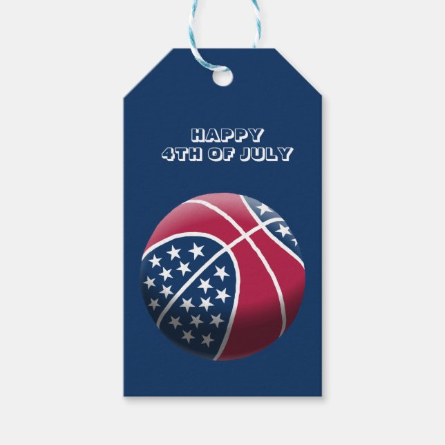 Lycklig 4 juli Basketball Presentetikett (Framsidan)