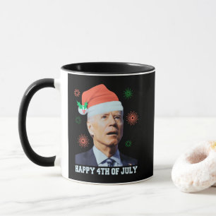 Lycklig 4 juli Biden Santa Hat Funny Mugg