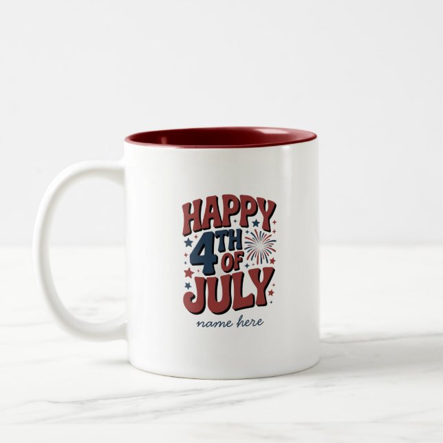 Lycklig 4 juli: Bold Patriotic Coffee Mugg (Vänster)