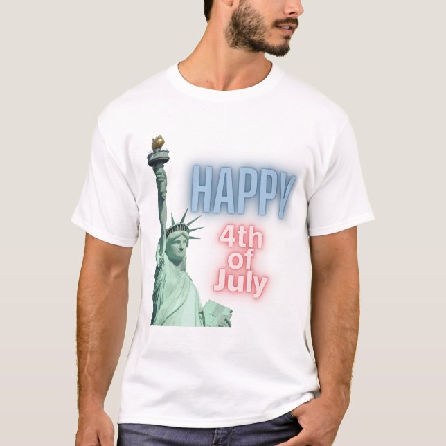 Lycklig 4 juli Dam Liberty Neon T Shirt (Framsida)