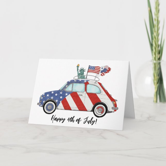 Lycklig 4 juli Fiat 500 Kort (Framsida)