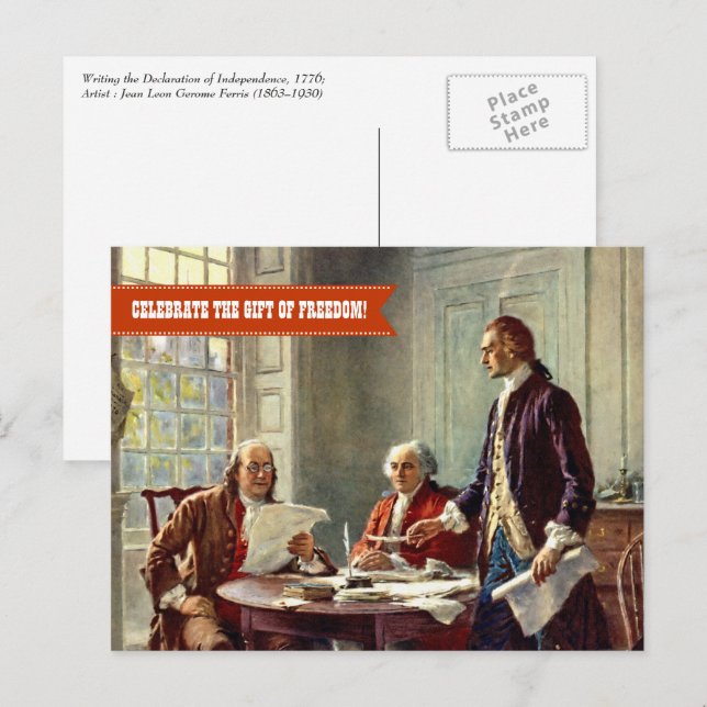 Lycklig 4 juli. Fin konst Vykort (Fram/baksida)