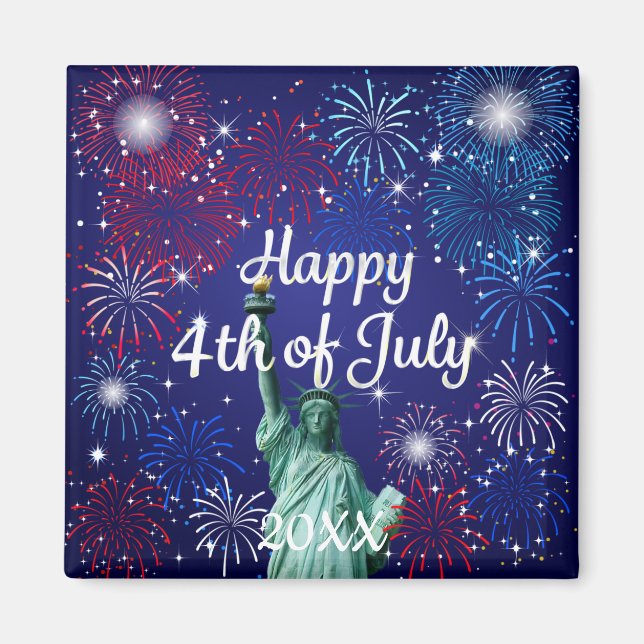 Lycklig 4 juli-Fireworks Magnet (Framsidan)