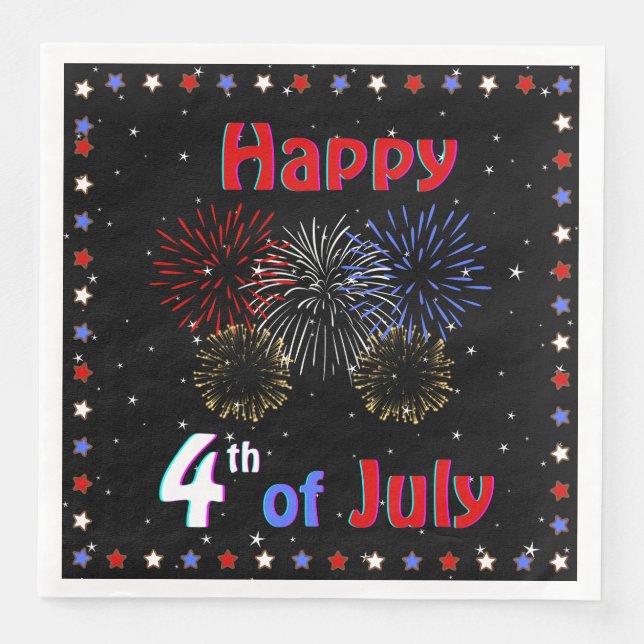 Lycklig 4 juli-Fireworks Pappersservett (Framsida)