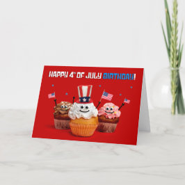 Lycklig 4 juli, födelsedagen Cute Patriotic Cupcoa Helgkort