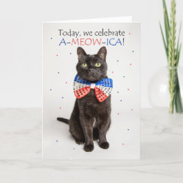 Lycklig 4 juli för alla Cute Patriotic Cat Helgkort