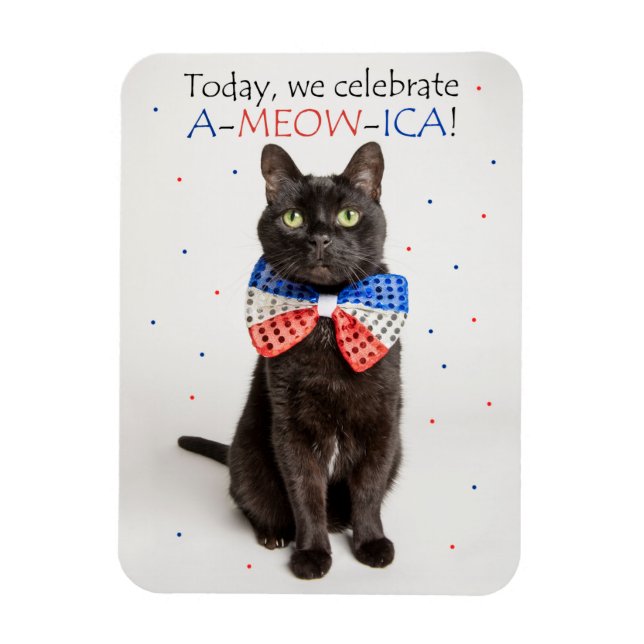 Lycklig 4 juli för alla Cute Patriotic Cat Magnet (Vertikal)