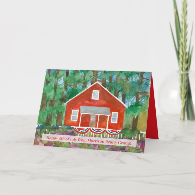 Lycklig 4 juli från Realtor Red House Anpassningsb Kort (Framsida)
