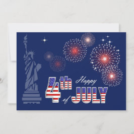 Lycklig 4 juli. Frihetsgudinnan och Fireworks Kort