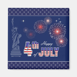 Lycklig 4 juli. Frihetsgudinnan och Fireworks Magnet