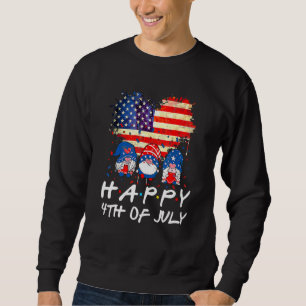 Lycklig 4 juli Gnomes Patriotic American Flagga C Lång Ärmad Tröja