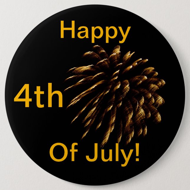 Lycklig 4 juli! Golden Fireworks Knapp (Framsida)