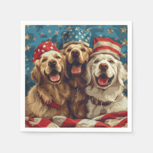 Lycklig 4 juli Golden Retriever Hundar Pappersservett