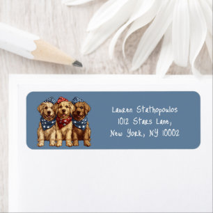 Lycklig 4 juli Golden Retriever Hundar Returadress Etikett