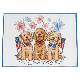 Lycklig 4 juli Goldendoodle Hundar Fireworks