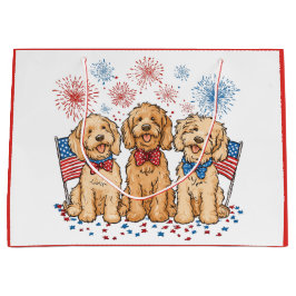 Lycklig 4 juli Goldendoodle Hundar Fireworks
