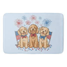 Lycklig 4 juli Goldendoodle Hundar Fireworks Badrumsmatta