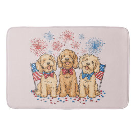 Lycklig 4 juli Goldendoodle Hundar Fireworks Badrumsmatta